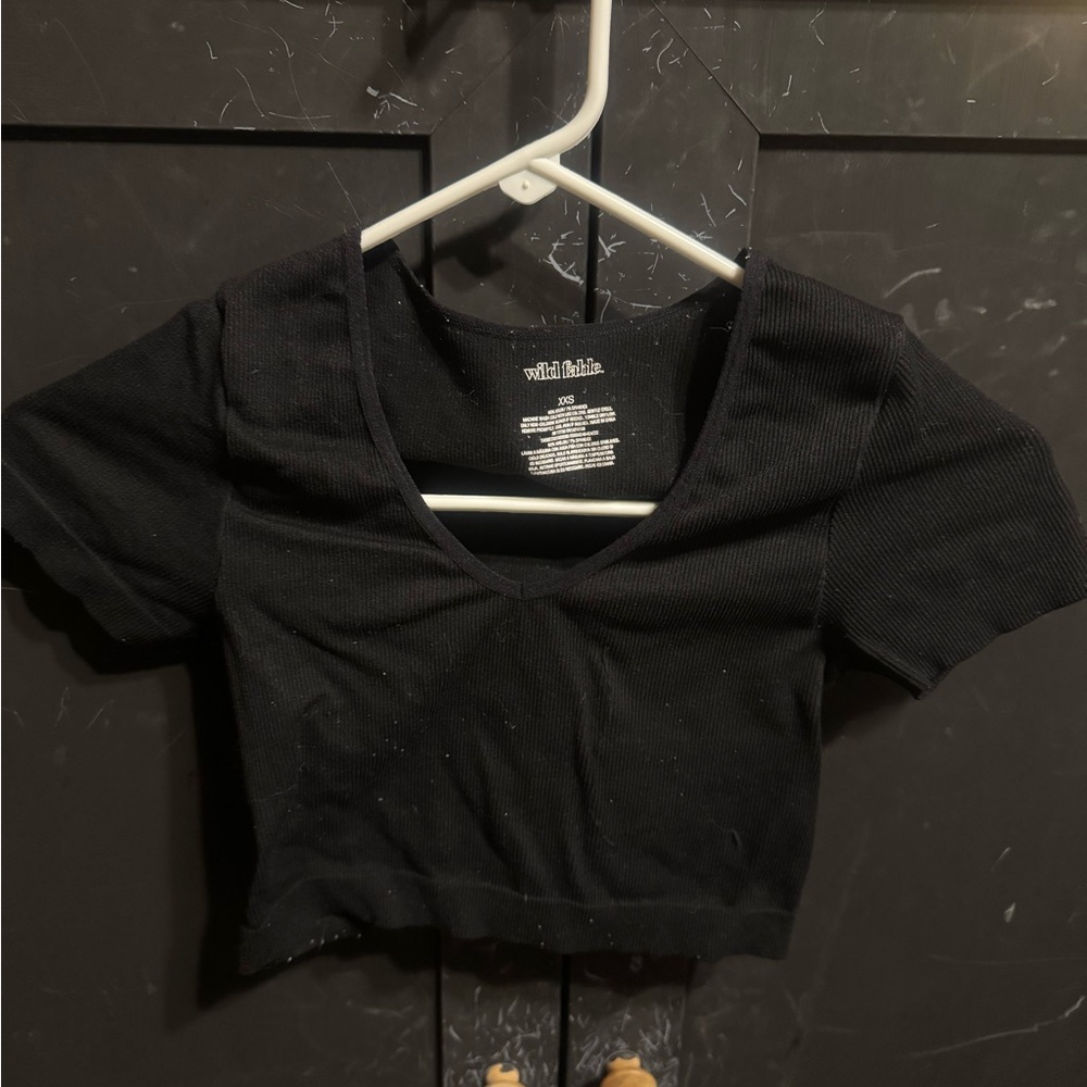 Wild Fable Black Ribbed Crop Top